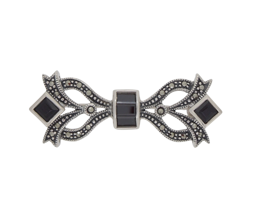 Art Deco Style Marcasite Bow Brooch - Archer & Holland