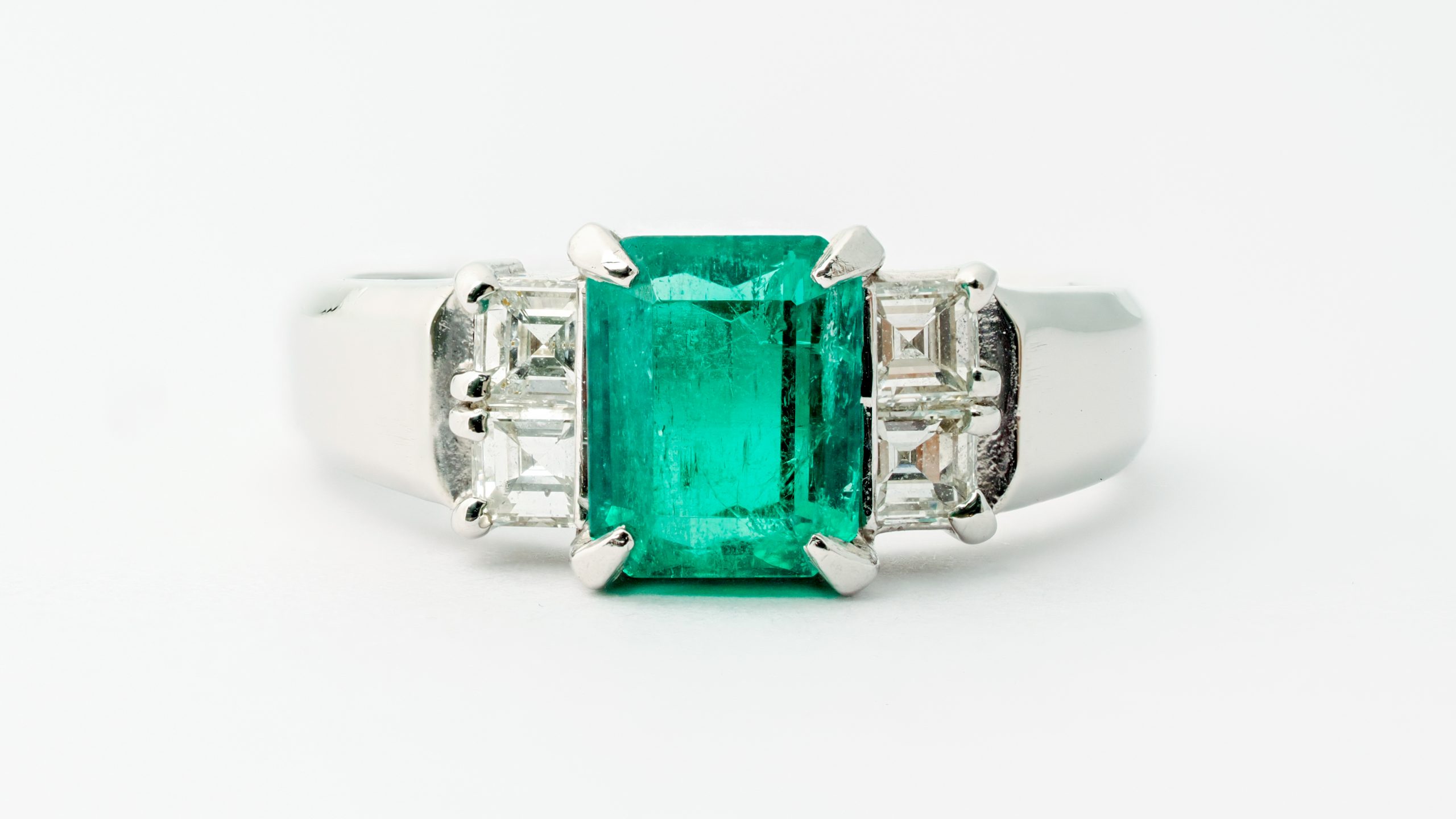 Platinum 9.70ct Colombian Emerald Cut Emerald GIA & 1.33tcw Diamond Ring  11.7g, s7 | Platinum 1911