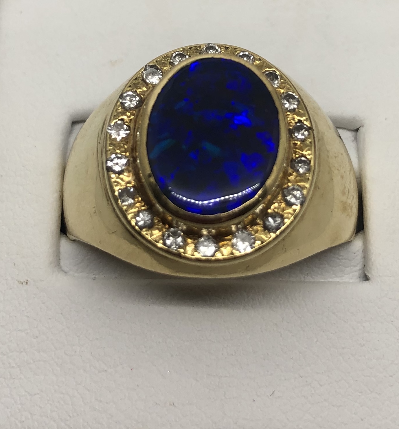 Black Opal and diamond signet 18ct yellow gold ring - Archer & Holland